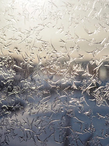 Zilveren achtergrond van de winter met vorst patroon — Stockfoto