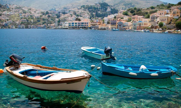 Scenic View Picturesque Island Colorful Buildings Symi Greece — Stock Photo, Image