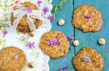 sweet Caramel florentine cookies with nuts and caramel clipart