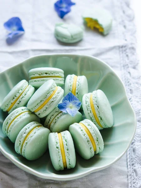 Macarons Matcha Tea Mango Ganache — Stock Photo, Image