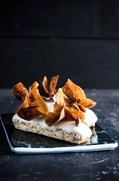 Délicieuses Éclairs Vanille Praliné Flocons Croquants — Photo