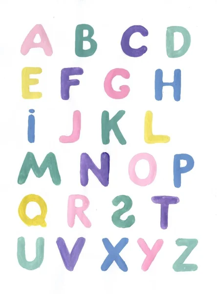 Alphabet Anglais Dessiné Main Coloré Illustration Pour Enfants Drôle Dessin — Photo