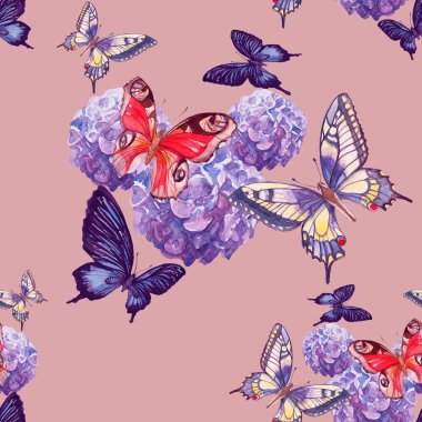 Kelebekli kusursuz desen koleksiyonu. El yapımı suluboya çizimi. Beyaz arkaplandaki elementler ayrı ayrı. Siyah, kırmızı, mavi, turuncu. Parmak izi, tekstil, kağıt, kumaş. Vintage, skeç, retro, realizm.