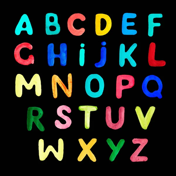 English Alphabet Hand Drawn Colored Children Illustration Funny Cartoony Cute — Stock Photo, Image