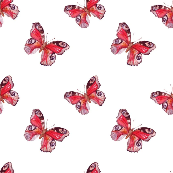 Collection Motifs Sans Couture Avec Des Papillons Illustration Aquarelle Dessinée — Photo