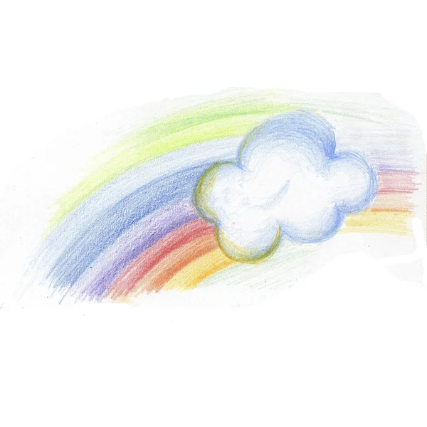 Kalemlerle Elle Çizilmiş Bir Çizim Oboaka Renkli Gökkuşağı Renkli Seth — Stok fotoğraf