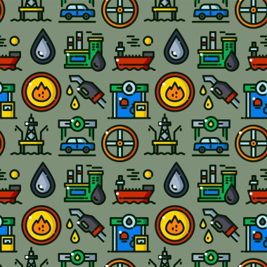 Petrol Sanayi seamless modeli nesnelerle çizgi stili