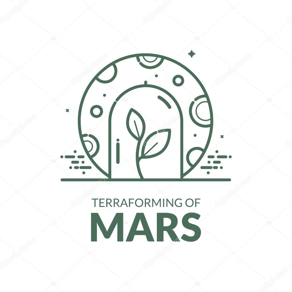 vector illustration of terraforming of Mars, concept design