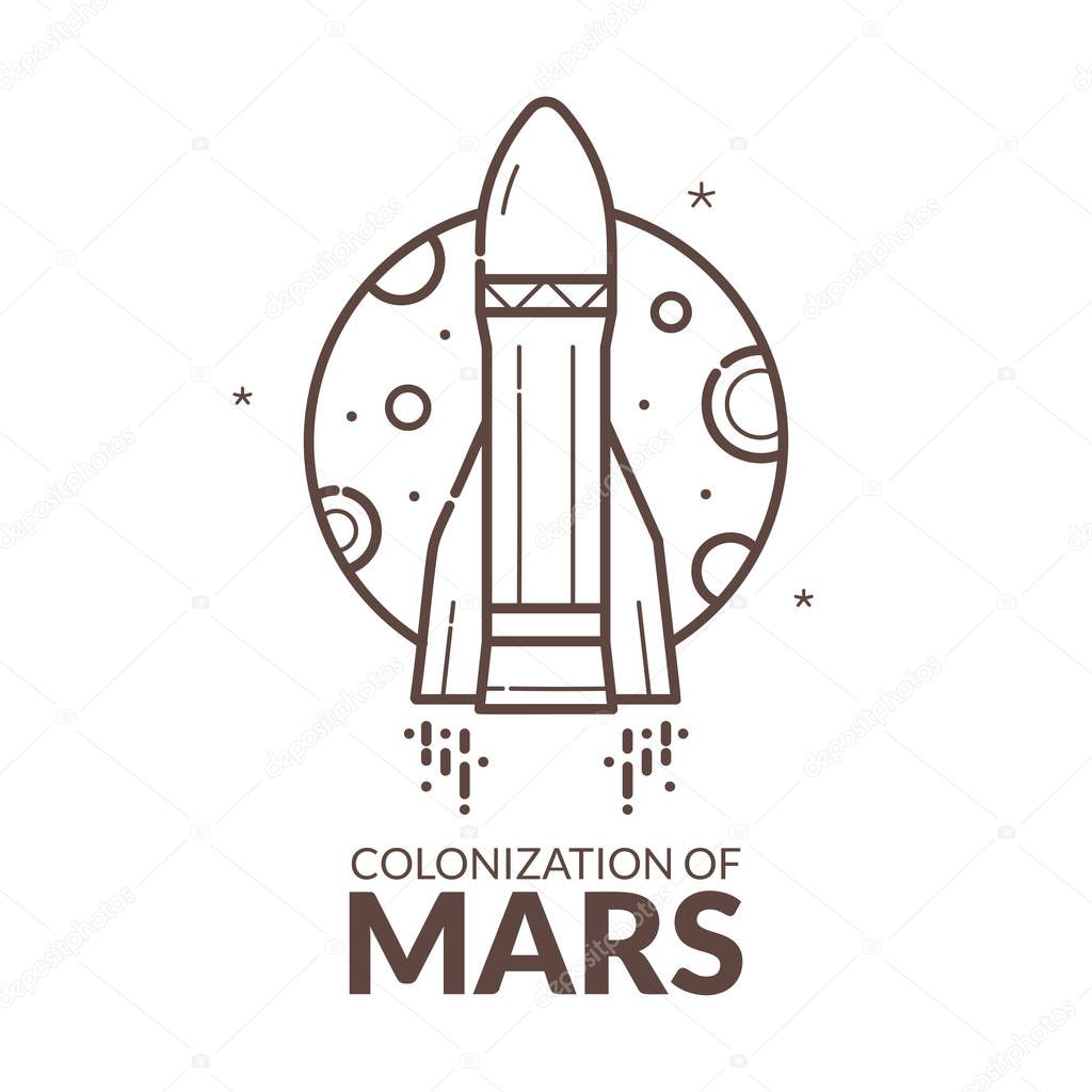 vector illustration of colonization of Mars, concept design