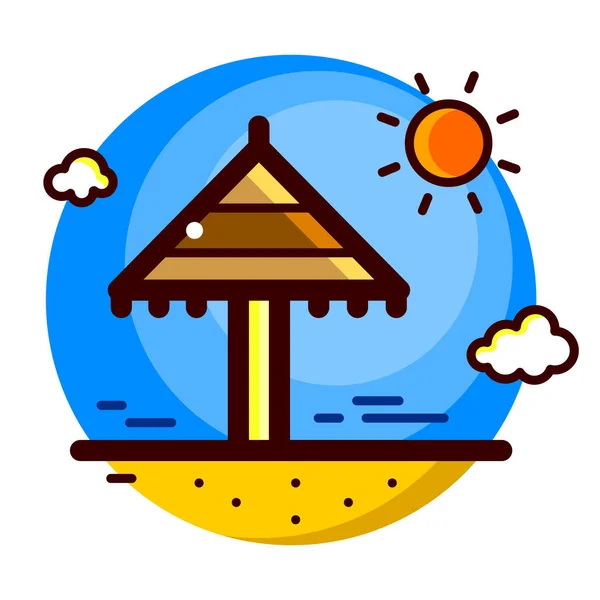 Słoma Parasol Słonecznej Plaży Wektor Ilustracji Piękne Logo Biznesu Plaży — Wektor stockowy