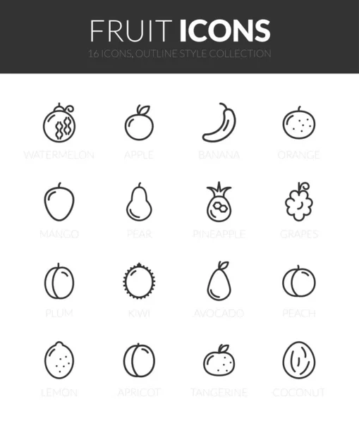 Outline Black Icons Set Thin Modern Design Style Flat Line — Stock Vector