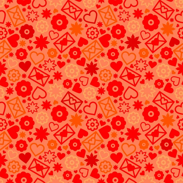 Saint Valentin Motif Sans Couture Rouge Fond Passion Avec Nombreux — Image vectorielle