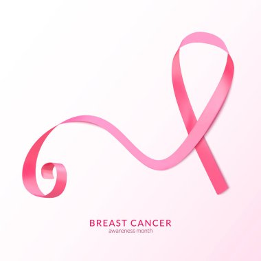 Resistik tarzda pembe kurdele, meme kanseri farkındalığı ay sonu vektör ilülasyonu