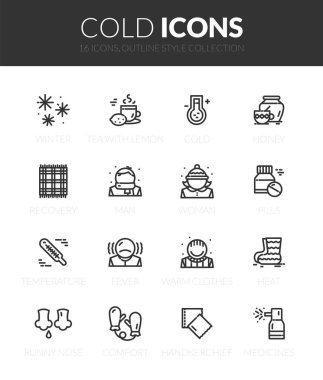 İnce modern tasarım tarzında özet siyah simgeler, düz çizgi çizgi çizme vektör sembolleri - soğuk koleksiyon