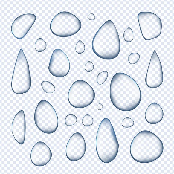 Gotas Agua Transparentes Superficie Aislada Del Fondo Ilustración Vectorial — Archivo Imágenes Vectoriales