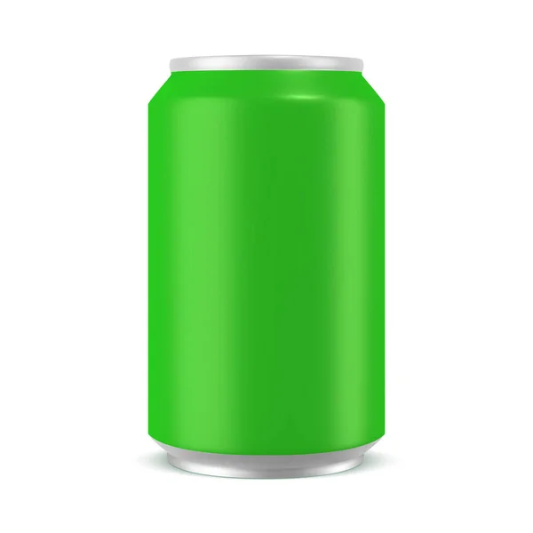 Aluminum Can Light Green Color Mockup Realistic Vector Illustration Isolated — Stock Vector