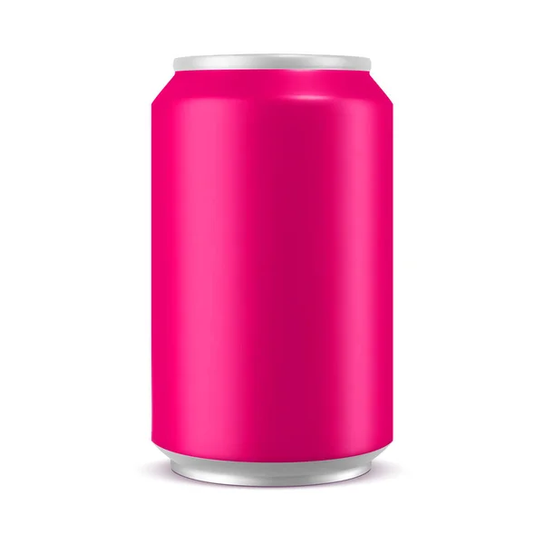 Aluminium Może Różowy Kolor Makieta Realistyczny Wektor Ilustracji Izolowane Białym — Wektor stockowy