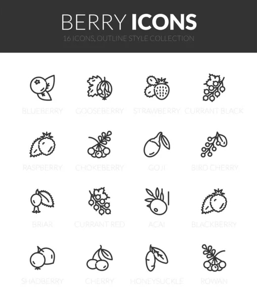 Outline Black Icons Set Thin Modern Design Style Flat Line — Stock Vector