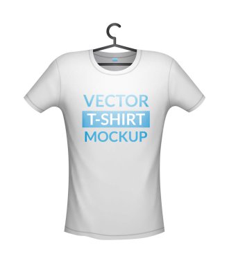 Metin veya resim için yeri olan beyaz t-shirt modeli arkaplandan izole edildi, vektör illüstrasyonu