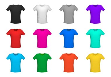 Tasarım baskısı, vektör illüstrasyonu için farklı t-shirt modelleri