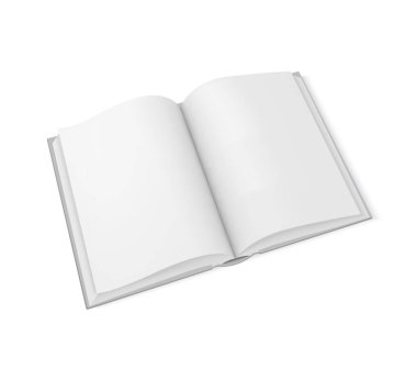 Mockup beyaz açık kitap, tasarım için şablon. Vektör çizimi