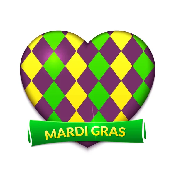 Illustration Vectorielle Coeur Coloré Carte Vœux Mardi Gras — Image vectorielle
