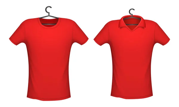 Shirt Polo Red Color Mockup Design Print Vector Illustration — Stock Vector