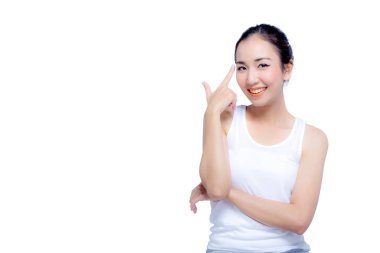 Makyaj, gençlik ve cilt bakımı kavramı ile güzel kız / fotoğraflar