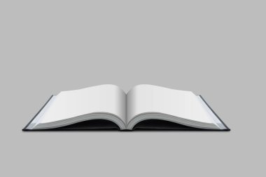 Beyaz tasarım kağıt arka planda açılan boş kitap Mockup - c