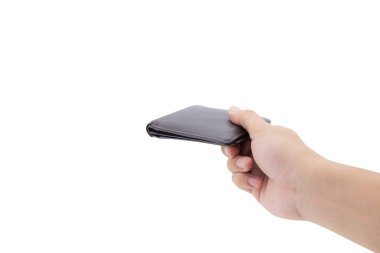 Erkek el tutan cüzdan cli ile beyaz arka plan üzerinde izole