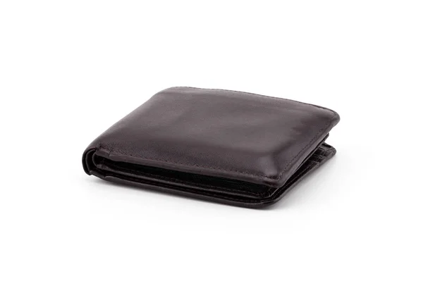 Старий коричневий гаманець ізольований на білому фоні-Відсічна частина — стокове фото
