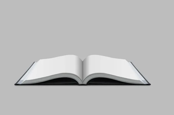 Mockup del libro en blanco abierto en el fondo de papel de diseño blanco - c —  Fotos de Stock