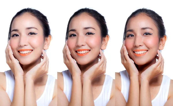 Woman applying skin white by step beauty concept. — Stock Photo, Image