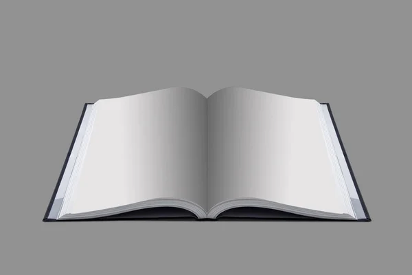 Mockup del libro en blanco abierto en fondo de papel de diseño blanco . —  Fotos de Stock