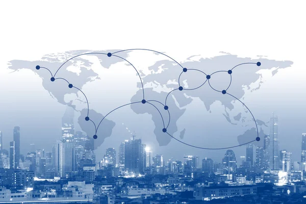 グローバルビジネス接続ネットワークのコンセプト、このイマの要素 — ストック写真