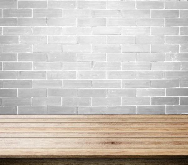 brick white background of blackboard free space for you and desk