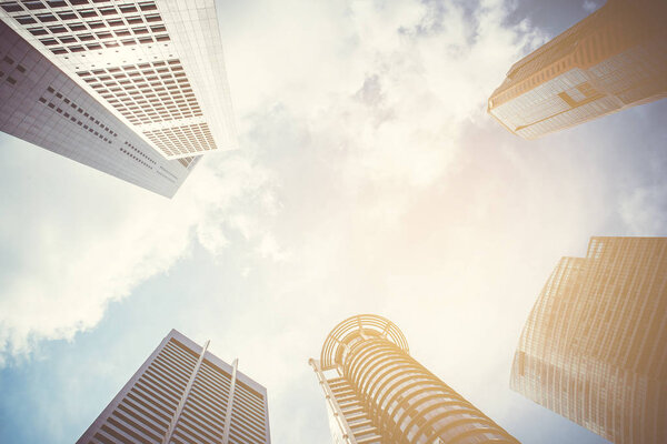 Modern business skyscrapers with high buildings, architecture to the sky, business concept.