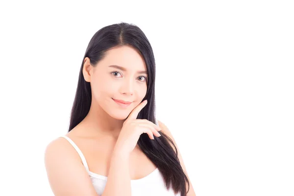 Portret pięknej azjatyckiej kobiety makijaż kosmetyku, ręka dziewczyna — Zdjęcie stockowe