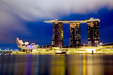 Marina Bay, Singapur - 27 Ağustos 2017 : D'de manzara görünümü