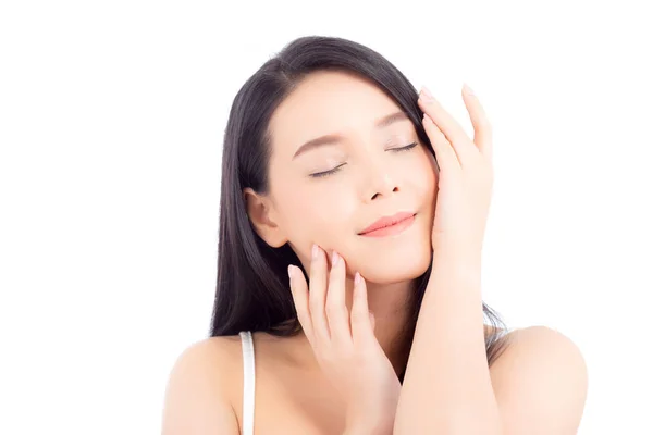 Portret pięknej azjatyckiej kobiety makijaż kosmetyku, ręka dziewczyna — Zdjęcie stockowe