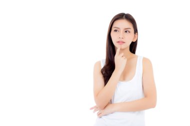 Asyalı kadın sürpriz el ile yanak tutun, p ile güzel kız