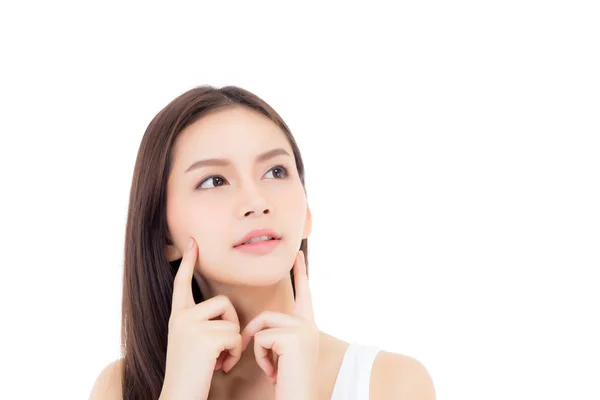 Retrato de hermosa mujer asiática maquillaje de cosmética, mano de niña — Foto de Stock