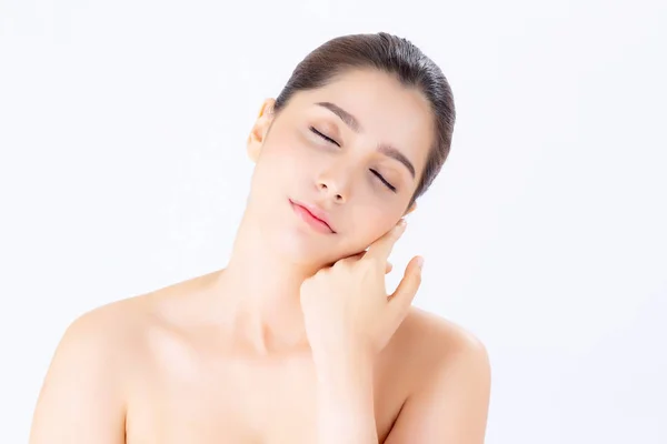 Retrato de hermosa mujer asiática maquillaje de cosmética, mano de niña — Foto de Stock