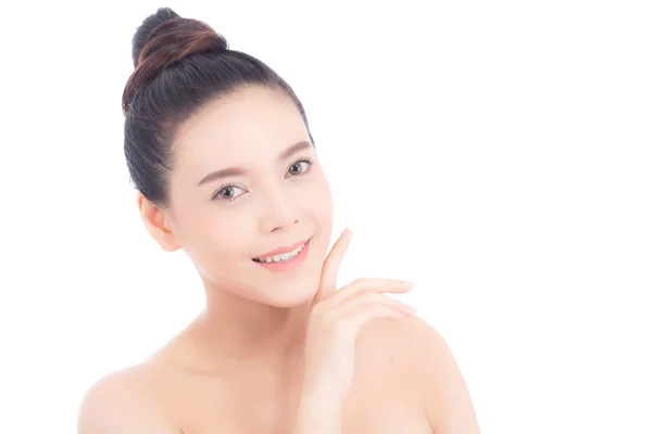 Porträtt av vacker kvinna asiatisk makeup av kosmetiska, Girl hand — Stockfoto