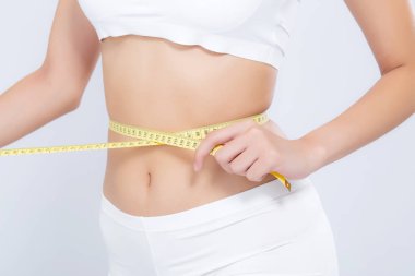 Asya kadın diyet ve ağırlık isolat için bel ölçme ile ince