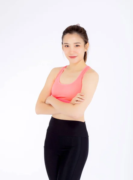 Piękny portret młody Asian kobieta w Sport Odzież z Sati — Zdjęcie stockowe