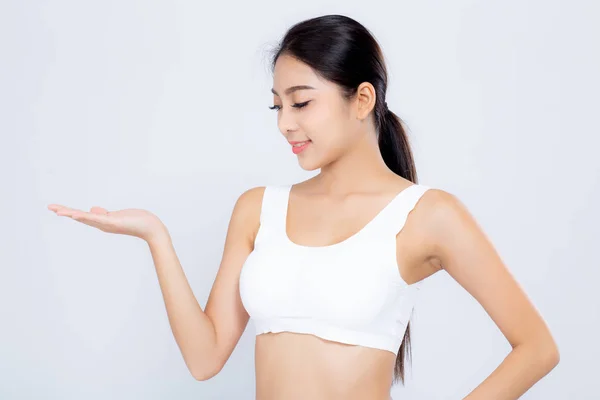 Portrait young asian woman smiling beautiful body diet with fit — Stock Photo, Image