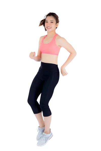 Güzel portre genç asyalı kadın fitness spor, kız çalıştıran — Stok fotoğraf
