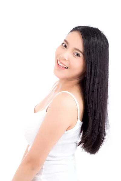 Portret pięknej azjatyckiej kobiecej makijażu kosmetyku, uśmiech dziewczyny — Zdjęcie stockowe