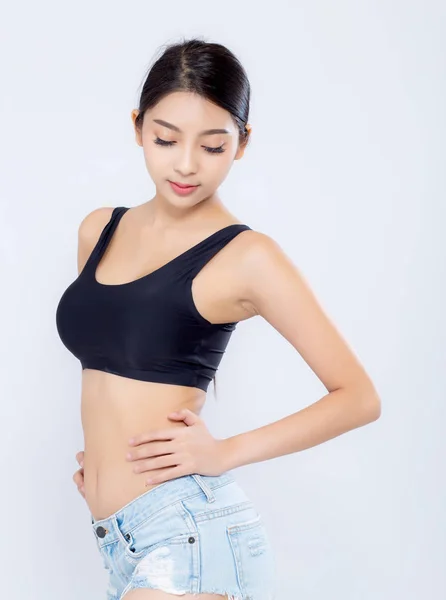 Portre genç asyalı kadın uygun güzel vücut diyet gülümseyen 